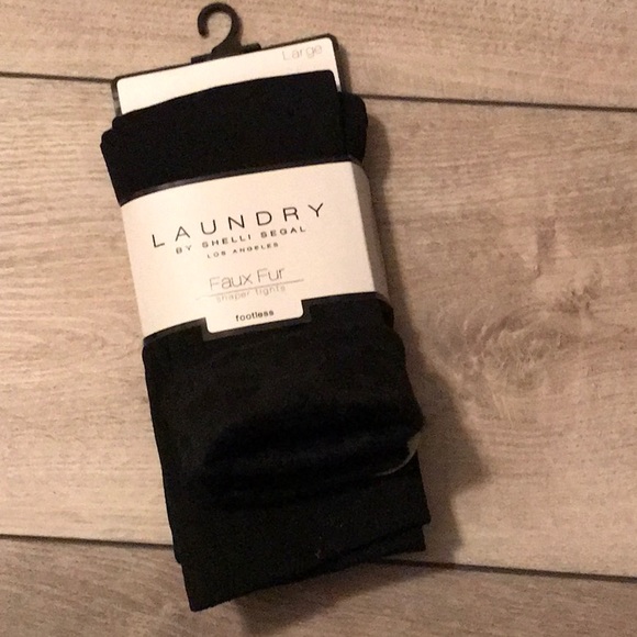 LAUNDRY BY SHELLI SEGAL FAUX FUR SHAPER TIGHTS SZ - LARGE NWT - Picture 2 of 6